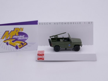 Preview: Busch 52111 # UAZ 469 Fallschirmjäger mit Geschütz Baujahr 1972 " militärgrün " 1:87