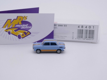 Preview: Busch 48401 # NSU 1000 TT Baujahr 1965 blau-orange " Gulf Design " 1:87