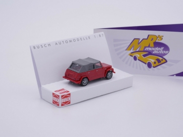 Preview: Busch 52706 # Volkswagen 181 Kübel Kurierwagen Baujahr 1970 " weinrot " 1:87