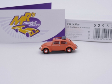 Preview: Busch 52953 # Volkswagen Käfer mit Ovalfenster Baujahr 1955 " korallenrot " 1:87