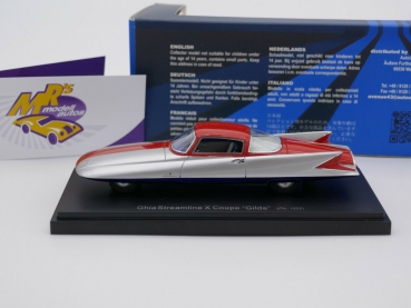 Preview: Autocult Avenue 60074 # Ghia Streamline X Coupe Gilda Baujahr 1955 " silbermetallic-rot " 1:43
