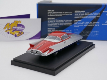 Preview: Autocult Avenue 60074 # Ghia Streamline X Coupe Gilda Baujahr 1955 " silbermetallic-rot " 1:43