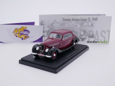 Autocult 02027 # Stoewer Arkona Coupe Baujahr 1940 " weinrot-schwarz " 1:43