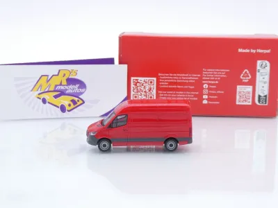 Preview: Herpa 093811-002 # Mercedes-Benz Sprinter '18 Kasten HD " rot " 1:87