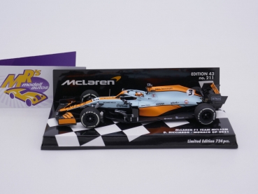 Preview: Minichamps 537214903 # McLaren MCL35M F1 Nr.3 Monaco GP 2021 " Daniel Ricciardo " 1:43