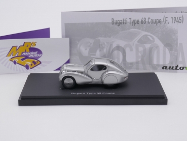 Preview: Autocult 03022 # Bugatti Type 68 Coupe Baujahr 1945 " silbermetallic " 1:43