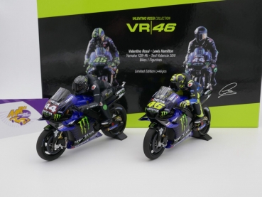 Minichamps 122794446 # Set Yamaha YZR-M1 " Valencia V. Rossi - L. Hamilton " 1:12