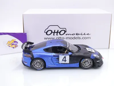 Preview: Ottomobile OT469 # Porsche 718 Cayman GT4 RS Clubsport #4 " schwarz-blau " 1:18