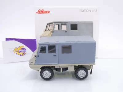 Preview: Schuco 00616 # Steyr-Puch Haflinger 700AP 4x4 Baujahr 1959 " beige-grau " 1:18