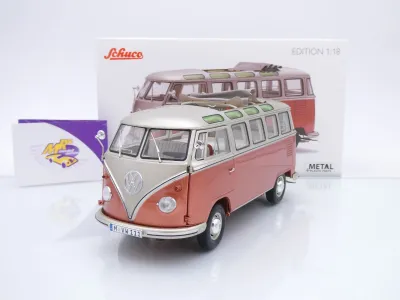 Schuco 00605 # Volkswagen VW T1b Samba Baujahr 1962 " braunmetallic-silbermetallic " 1:18