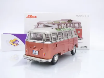 Preview: Schuco 00605 # Volkswagen VW T1b Samba Baujahr 1962 " braunmetallic-silbermetallic " 1:18