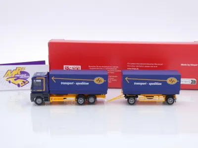 Preview: Herpa 320160 # Renault AE Wechselpritschen-Hängerzug " ASG Schweden " 1:87