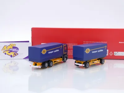 Preview: Herpa 320160 # Renault AE Wechselpritschen-Hängerzug " ASG Schweden " 1:87