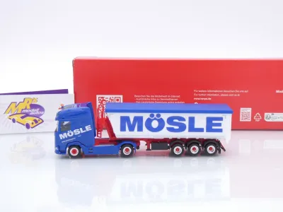 Preview: Herpa 320153 # DAF XG+ Stahlmulden-Sattelzug " Spedition Mösle " 1:87