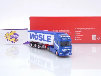 Preview: Herpa 320153 # DAF XG+ Stahlmulden-Sattelzug " Spedition Mösle " 1:87