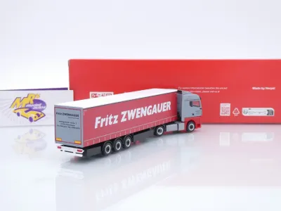Preview: Herpa 319911 # MAN TGX GM Gardinenplanen-Sattelzug " Fritz Zwengauer " 1:87