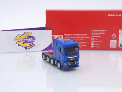 Preview: Herpa 316965-003 # MAN TGX GX 4-achs Schwerlastzugmaschine " Enzianblau " 1:87