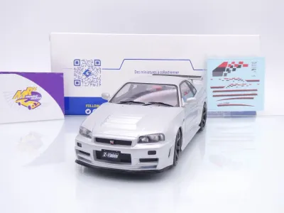Solido S1804312 # Nissan Skyline (R34) GT-R Z-Tune Baujahr 1999 " silber " 1:18