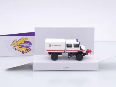 Preview: Busch 51084 # Mercedes-Benz Unimog U5023 DoKa " Johanniter Unfallhilfe " 1:87