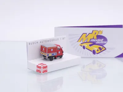 Preview: Busch 48449 # Piaggio Ape 50 Einsatzwagen " Werkfeuerwehr Chempark 112 " 1:87