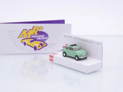 Busch 48736 # Fiat 500 Faltdach mit Aufziehschlüssel " mintgrün " 1:87