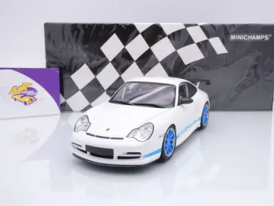 Minichamps 155062021 # Porsche 911 (996) GT3 RS Baujahr 2002 " weiß-blau " 1:18