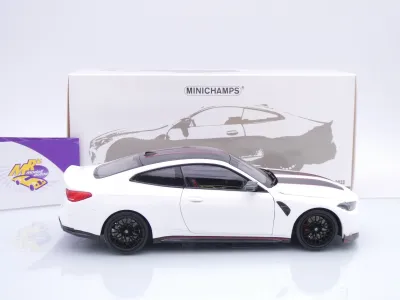 Preview: Minichamps 110023022 # BMW M4 CSL (G82) Baujahr 2023 " mattweiß-schwarz " 1:18