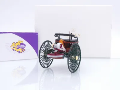 Preview: Norev 183701 # Benz Patent-Motorwagen Baujahr 1886 " dunkelgrün-braun " 1:18