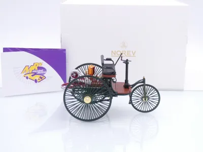 Preview: Norev 183701 # Benz Patent-Motorwagen Baujahr 1886 " dunkelgrün-braun " 1:18