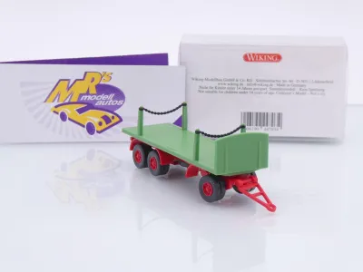 Preview: Wiking 0447 03 # Rungenpritschen 2-achs Anhänger Baujahr 1962-78 " grasgrün " 1:87