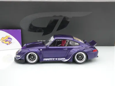 Preview: GT Spirit GT562 # Porsche 911 993 RWB Rauh Welt 2015 " Army Girl / Purple " 1:18