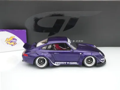 Preview: GT Spirit GT562 # Porsche 911 993 RWB Rauh Welt 2015 " Army Girl / Purple " 1:18