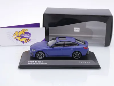 Preview: Minichamps 410024001 # BMW i4 M50 Limousine Baujahr 2022 " mattblaumetallic " 1:43