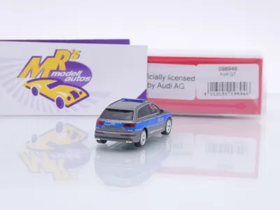 Preview: Herpa 098946 # Audi Q7 Einsatzwagen grau-blau " Polizei Vorführfahrzeug " 1:87