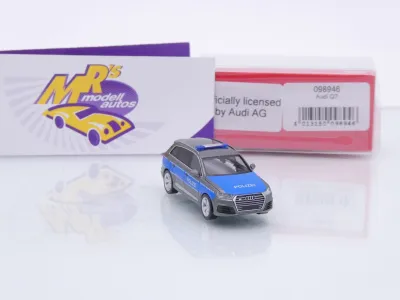 Preview: Herpa 098946 # Audi Q7 Einsatzwagen grau-blau " Polizei Vorführfahrzeug " 1:87