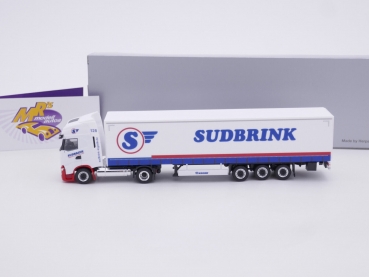 Preview: Herpa 951364 # Iveco S-Way LNG Koffer-Sattelzug " Sudbrink Spedition " 1:87