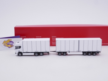 Preview: Herpa 315517 # Scania CS 20 HD Schwedencombi Hängerzug Baujahr 2020 " weiß " 1:87
