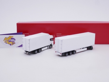 Preview: Herpa 315517 # Scania CS 20 HD Schwedencombi Hängerzug Baujahr 2020 " weiß " 1:87