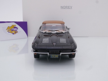 Preview: Norev 189055 # Chevrolet Corvette Sting Ray Cabriolet Baujahr 1963 " schwarz " 1:18