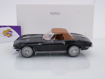Preview: Norev 189055 # Chevrolet Corvette Sting Ray Cabriolet Baujahr 1963 " schwarz " 1:18