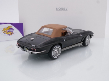 Preview: Norev 189055 # Chevrolet Corvette Sting Ray Cabriolet Baujahr 1963 " schwarz " 1:18