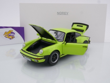 Preview: Norev 187666 # Porsche 911 Turbo 3.0 Coupe Baujahr 1976 " hellgrün " 1:18