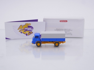 Preview: Wiking 0411 02 # MAN 415 2-achs Pritschen-Lkw Baujahr 1960-1967 " blau-melonengelb " 1:87
