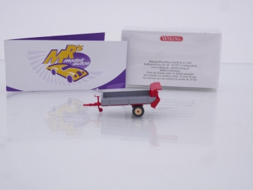 Preview: Wiking 0887 04 # Fortuna 1-achs Stalldung Breitstreuer Baujahr 1949-60 " silber-rot " 1:87