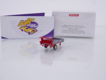 Preview: Wiking 0887 04 # Fortuna 1-achs Stalldung Breitstreuer Baujahr 1949-60 " silber-rot " 1:87