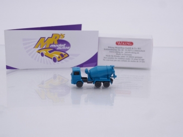 Preview: Wiking 0945 08 # Mercedes Benz 3-achs Betonmischer Baujahr 1965-1975 " wasserblau " 1:160