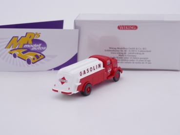 Preview: Wiking 0781 03 # Mercedes Benz Tankwagen Baujahr 1951-1959 rot-weiß " Gasolin " 1:87