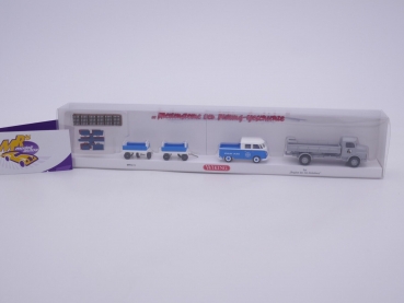 Preview: Wiking 0991 01 # Set Beginn des Jet-Zeitalters VW T1 + MB L322 " Flughafen Tempelhof " 1:87
