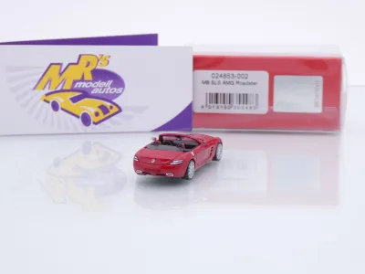 Preview: Herpa 024853-002 # Mercedes-Benz SLS AMG Roadster Baujahr 2011 " rotmetallic " 1:87
