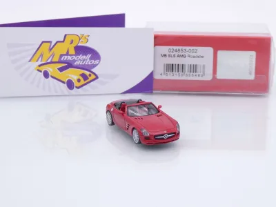 Preview: Herpa 024853-002 # Mercedes-Benz SLS AMG Roadster Baujahr 2011 " rotmetallic " 1:87